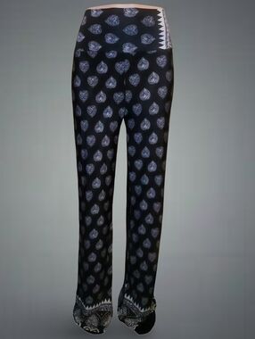 Azt Black White Floral & Nature Straight Dress Pants Plus Nugoth Romantic silky